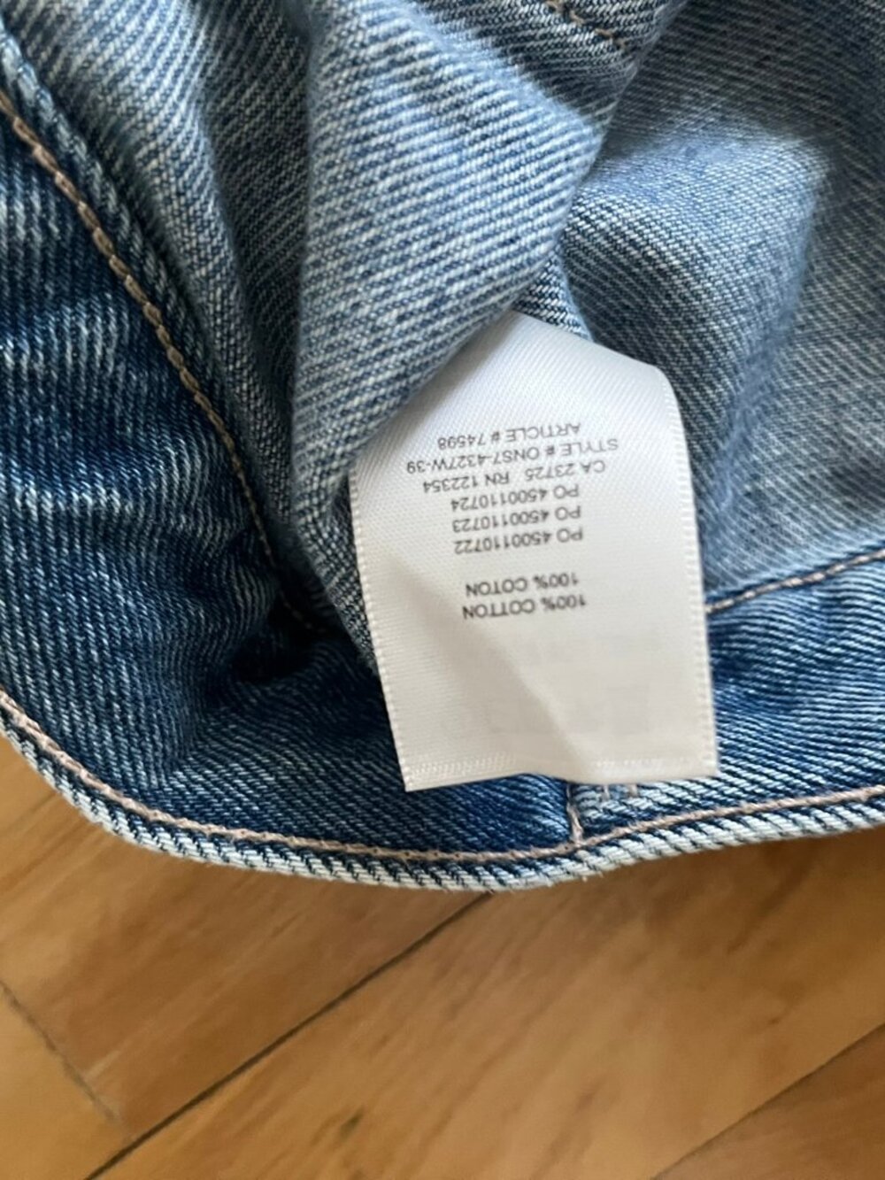 Cropped Aritzia denim jacket with corduroy collar size L - Picture 8 of 9
